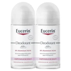 Eucerin Deodorant Roll-on 0% Aluminium Doppelpack, 2X50 ml