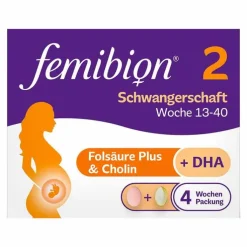 Femibion 2 Schwangerschaft in der 4-Wochen-Packung mit je 28 Tabletten und Kapseln, 2X28 St