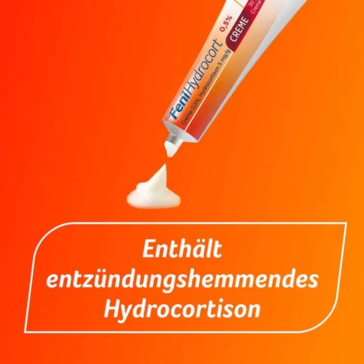 FeniHydrocort Creme 0,5 %, Hydrocortison 5 mg/g, wirksam bei Hautentzündungen, 15 g