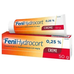 FeniHydrocort Creme 0,25 %, Hydrocortison 2,5 mg/g, wirksam bei Hautentzündungen, 50 g
