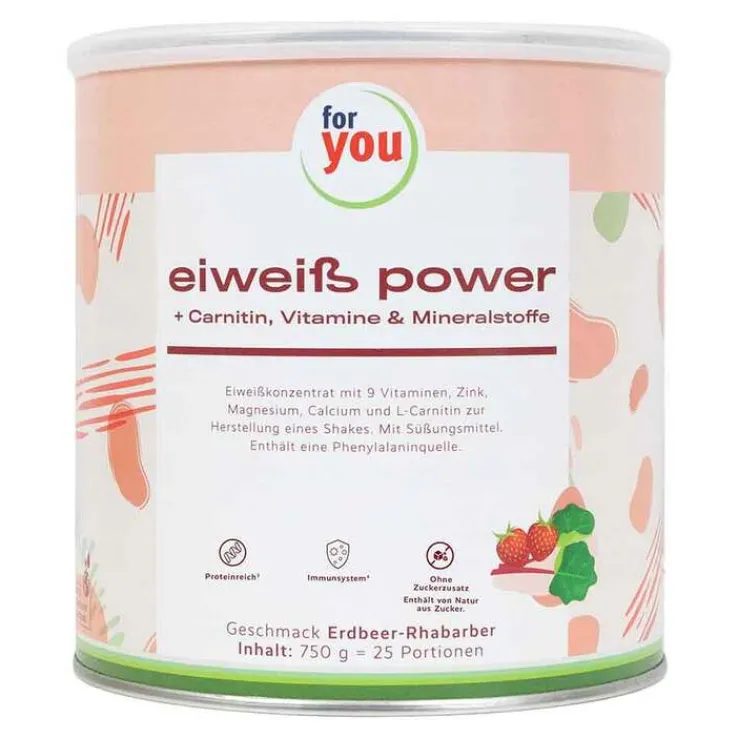 For You Eiweiß Power Erdbeer-Rhabarber, 750 g