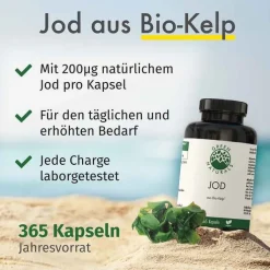 Green Naturals Jod aus Bio-Kelp 200 µg Kapseln, 365 St