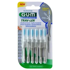 GUM Trav-Ler 2,0 mm Kerze grau Interdental + 6Kappen, 6 St