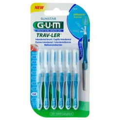 GUM Trav-Ler 1,6mm Tanne blau Interdental + 6Kappen, 6 St