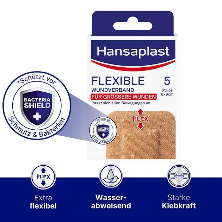 Hansaplast FLEXIBLE Wundverband 6x9 cm Strips, 5 St