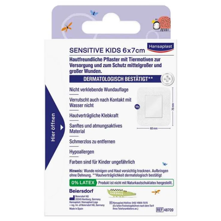 Hansaplast Kids Pflasterstrips sensitive 6x7 cm, 10 St