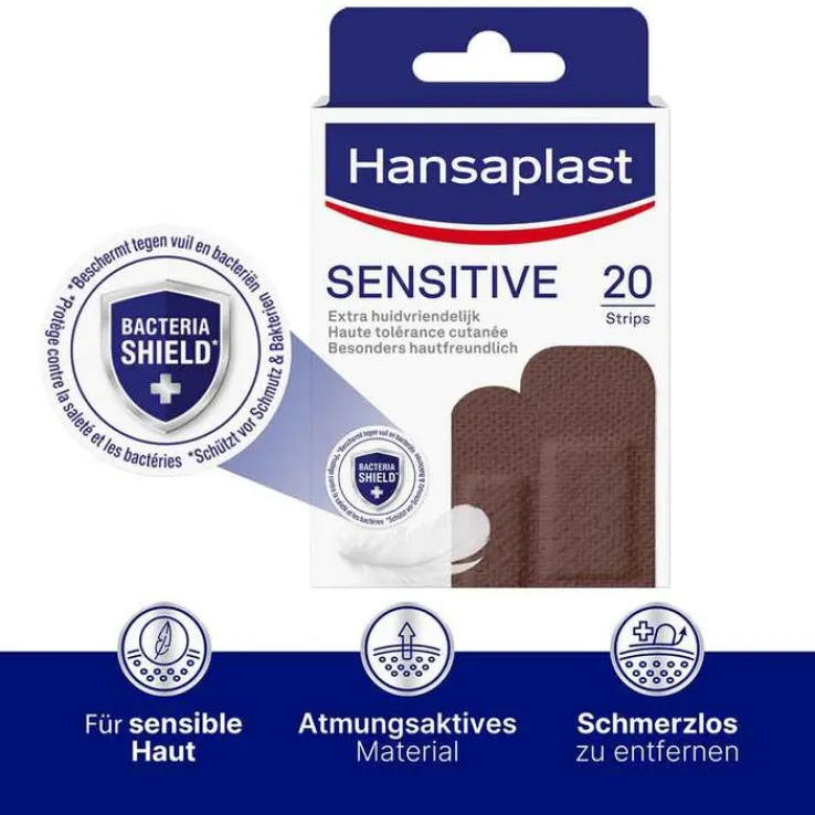 Hansaplast SENSITIVE Pflasterstrips Hautton dark, 20 St