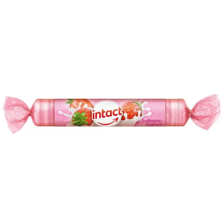 Intact Traubenzucker Erdbeere Joghurt Rolle, 40 g