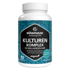 Kulturen Komplex 20 Darmbakterien 50 Mrd. KbE vegane Kapseln , 90 St