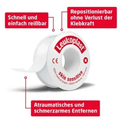 Leukoplast® skin sensitive 2,5 cm x 2,6 m ohne Schutzring, 12 St