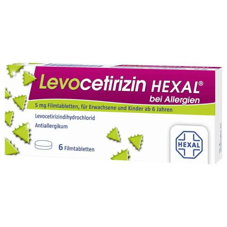 Levocetirizin Hexal bei Allergien 5 mg Filmtabletten , 6 St