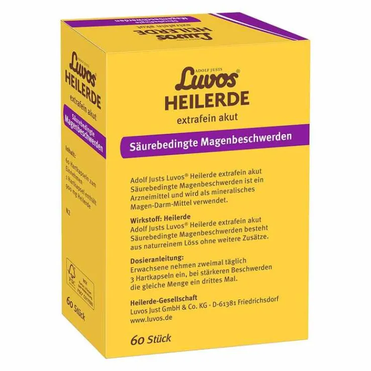 Luvos Heilerde extrafein akut Säurebedingte Magenbeschwerden Kapseln , 60 St
