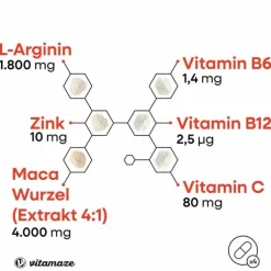 Maca 4:1 hochdosiert + L-Arginin Kapseln, 240 St
