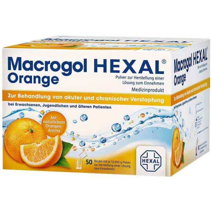 Macrogol HEXAL Orange Pulver zur Herstellung einer Lösung zum Einnehmen Beutel , 50 St