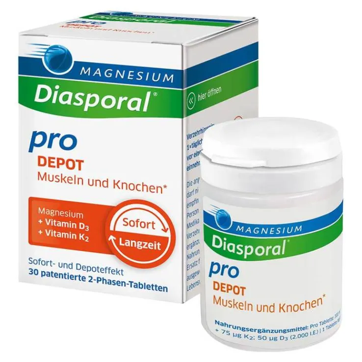 Magnesium Diasporal pro D3 + K2 Depot Muskel + Knochen Tabletten, 30 St