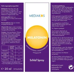 Melatonin Ashwagandha Mediakos Schlaf Spray vegan, 50 ml