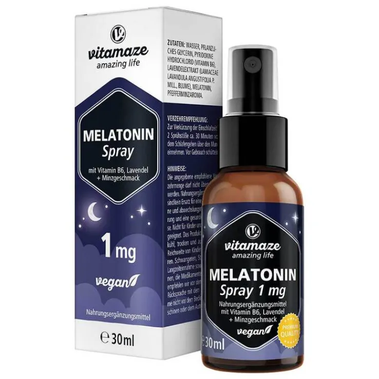 Melatonin 1 mg hochdosiert vegan Spray, 30 ml