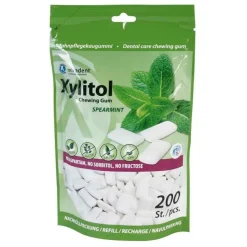 Miradent Xylitol Zahnpflegekaugummi Spearmint Nachfüllpackung, 200 St