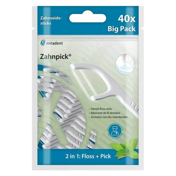 Miradent Zahnpick Zahnseide 2in1 Minze, 40 St