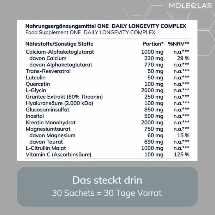 Moleqlar Longevity One Beutel, 30 St