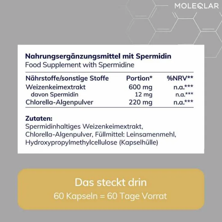 Moleqlar Longevity Spermidin pro Kapseln, 60 St