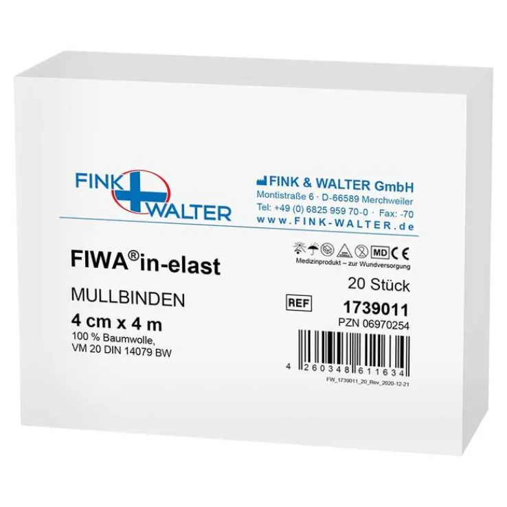 Mullbinden 4mx4cm 100% Baumw, 20 St