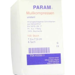 Mullkompressen 7,5x7,5 cm 8-fach unsteril, 100 St