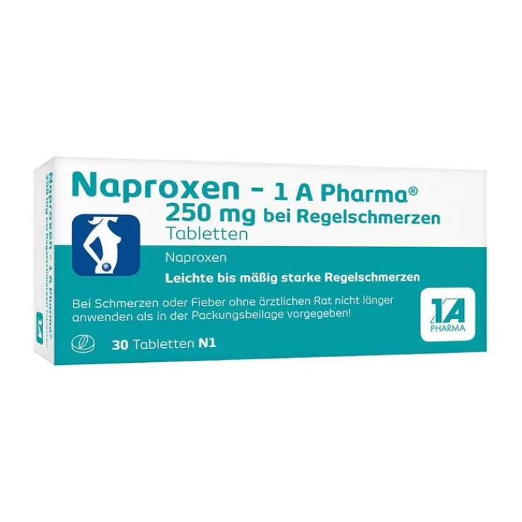 Naproxen - 1 A Pharma® 250 mg bei Regelschmerzen, 30 St