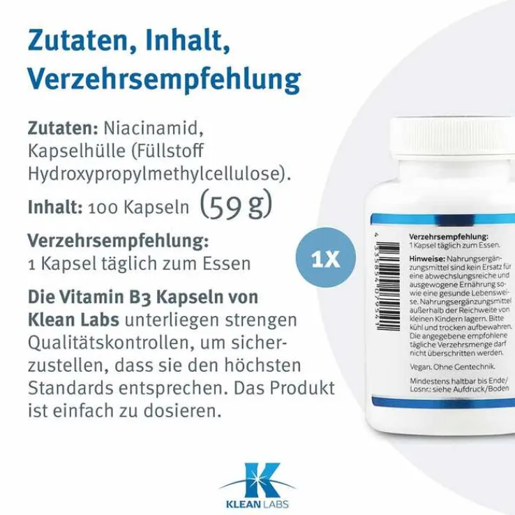 Niacinamid B3 500 mg Kapseln, 100 St