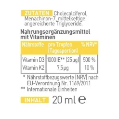 N1 Vitamin D3 + K2 Tropfen, 20 ml