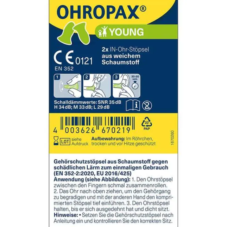 Ohropax Young Schaumstoff In-Ohr Stöpsel, 2 St