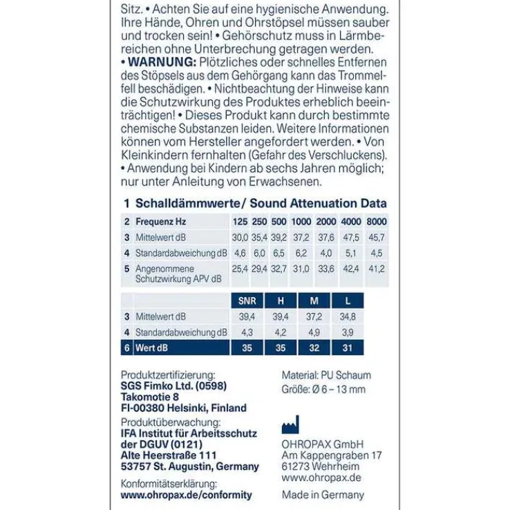 Ohropax Young Schaumstoff In-Ohr Stöpsel, 2 St