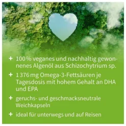 Omega-3 Vegan 1376mg 751 DHA 375 EPA Algenöl Kapseln , 90 St