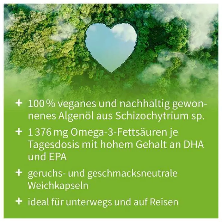 Omega-3 Vegan 1376mg 751 DHA 375 EPA Algenöl Kapseln , 90 St
