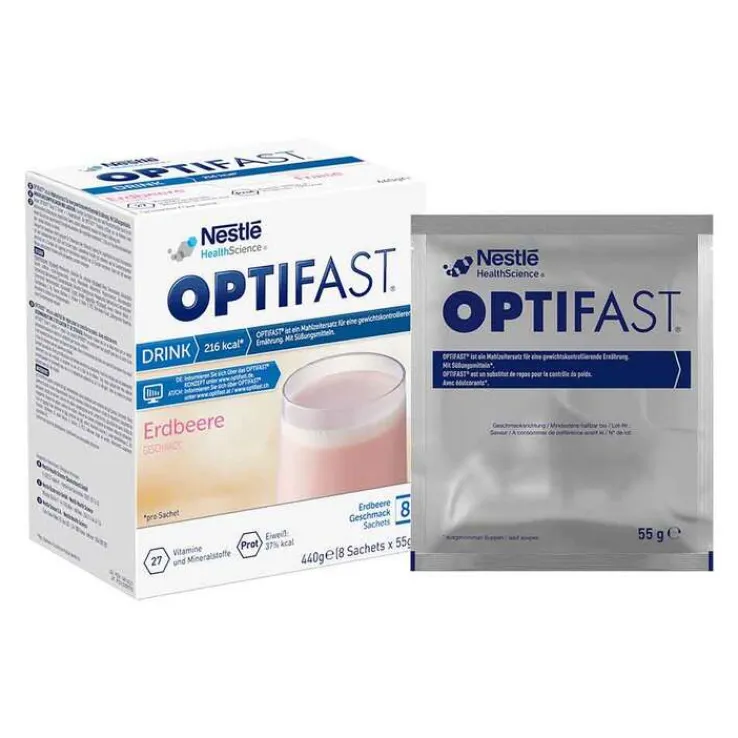 Optifast home Drink Erdbeere Pulver, 8X55 g