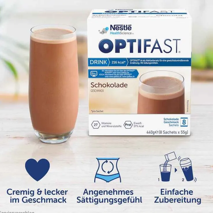 Optifast home Drink Schokolade Pulver, 8X55 g