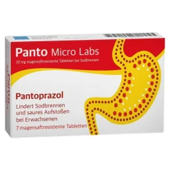 Panto Micro Labs 20 mg magensaftresistent Tabletten bei Sodbrennen, 7 St