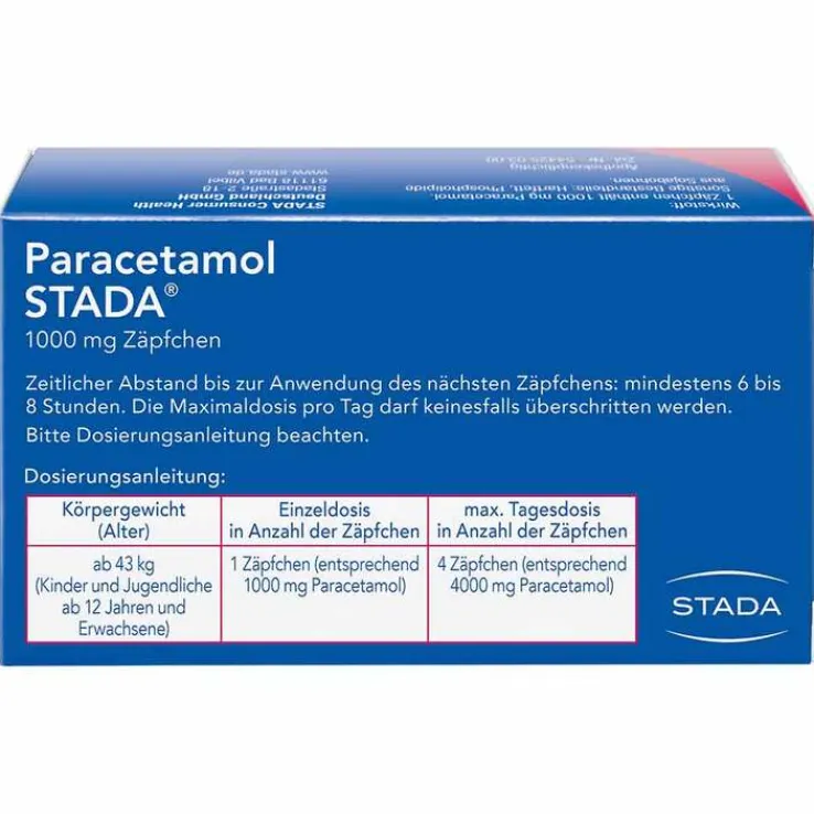 Paracetamol STADA® 1000 mg Zäpfchen, 10 St
