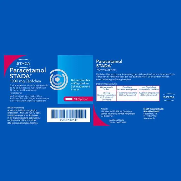 Paracetamol STADA® 1000 mg Zäpfchen, 10 St