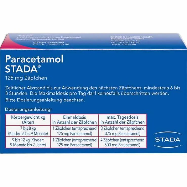 Paracetamol STADA® 125 mg Zäpfchen, 10 St