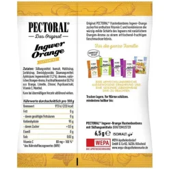 Pectoral Ingwer Orange Bonbons zuckerfrei, 60 g