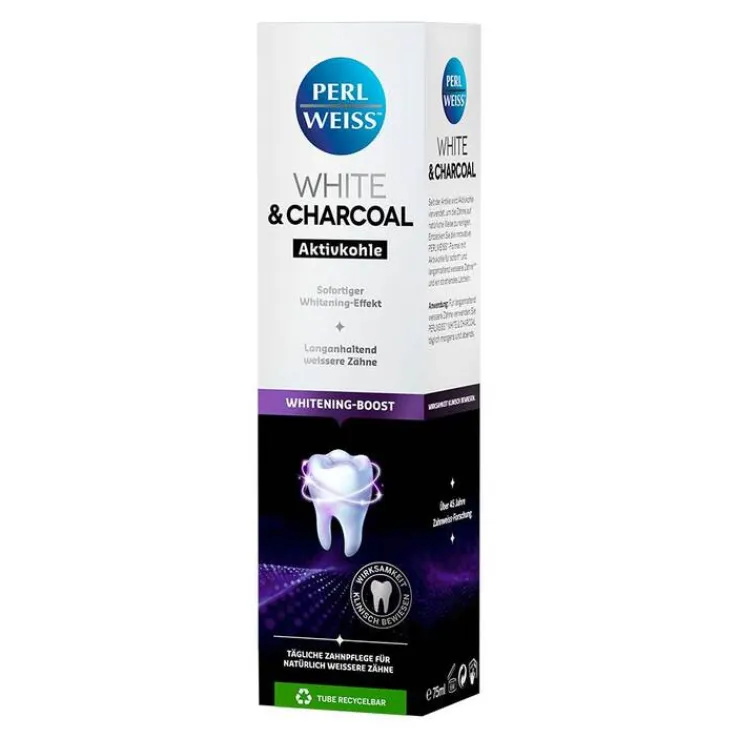 Perlweiss White & Charcoal Zahncreme, 75 ml