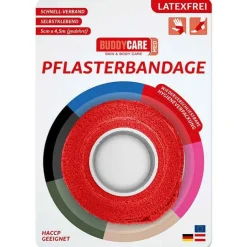 Pflasterbandage latexfrei Buddycare Med rot, 1 St