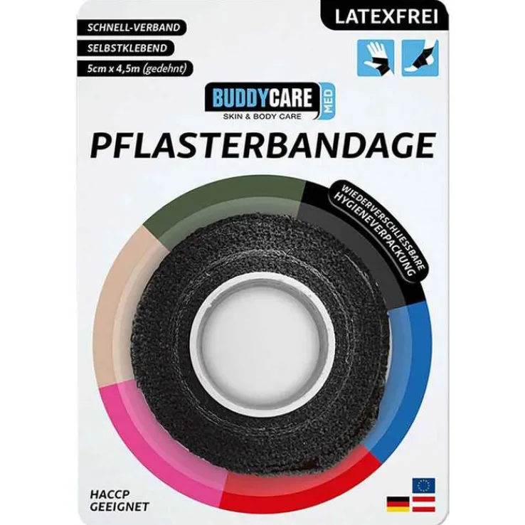 Pflasterbandage latexfrei Buddycare Med schwarz, 1 St