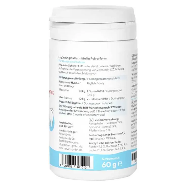 PHA Zahnschutz Plus Pulver für Hunde / Katzen, 60 g