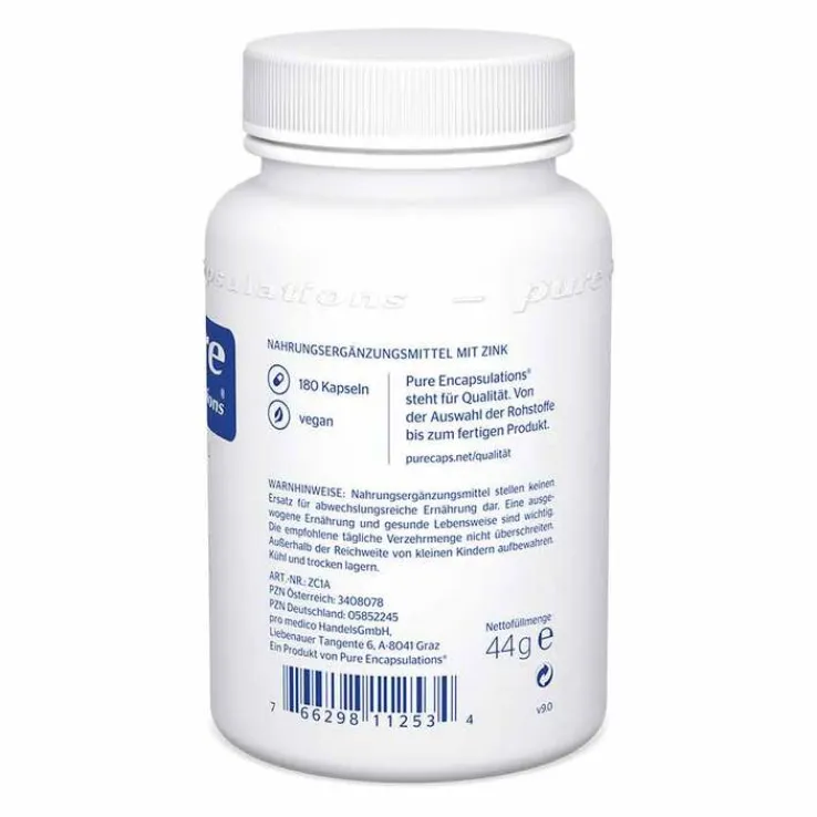Pure Encapsulations Zink Zinkcitrat Kapseln, 180 St