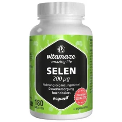 Selen 200 µg hochdosiert vegan Tabletten, 180 St