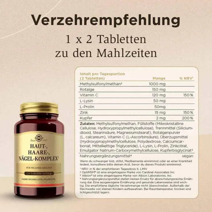 Solgar Haut Haare Nägel Komplex Tabletten, 120 St