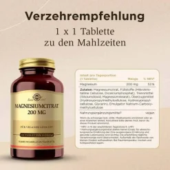 Solgar Magnesium Citrat 200 mg Tabletten, 120 St