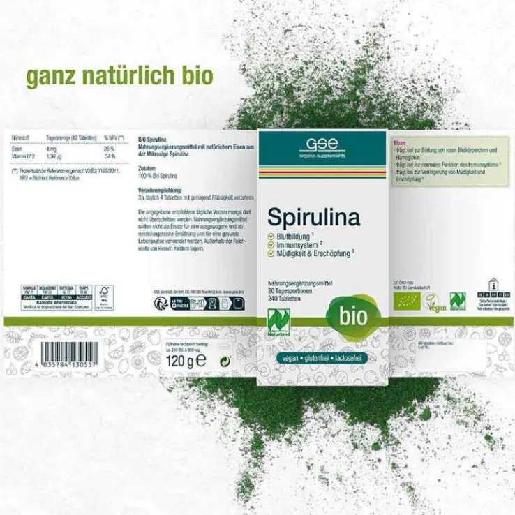 Spirulina 500 mg Bio Naturland Tabletten, 240 St